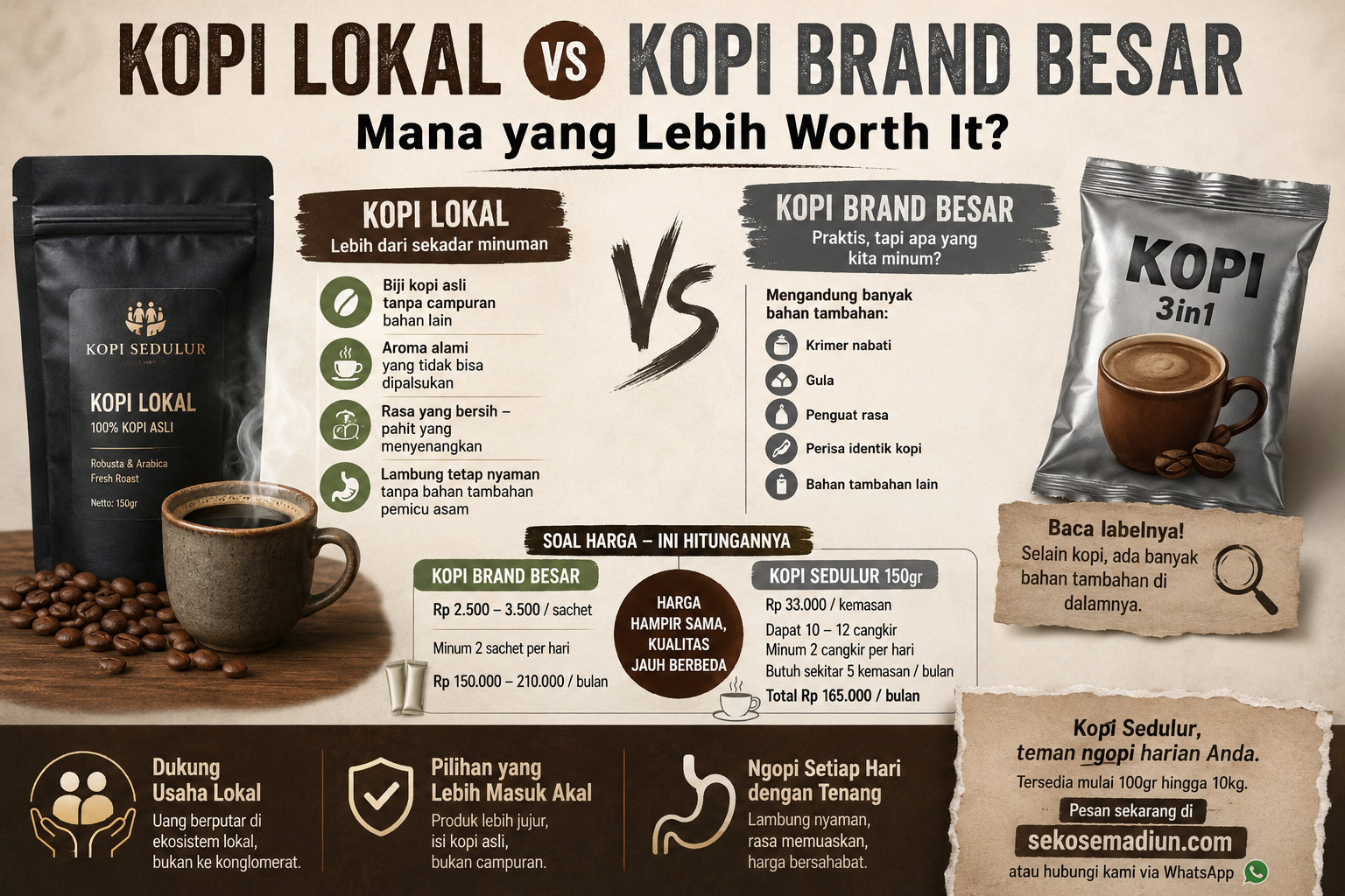 Kopi Lokal vs Kopi Brand Besar — Mana yang Lebih Worth It?